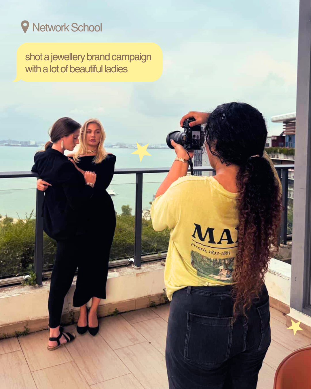 Tarannum photographing a jewellery brand campaign on a rooftop